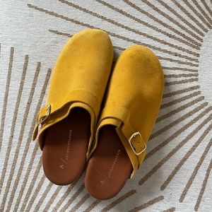 Anthropologie Canary Yellow Leather Clogs